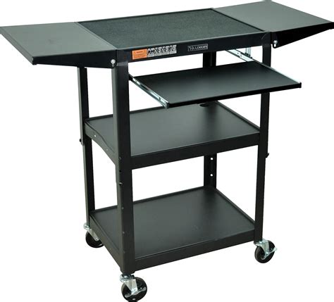 luxor steel adjustable height av cart with cabinet|luxor cabinet adjustable height.